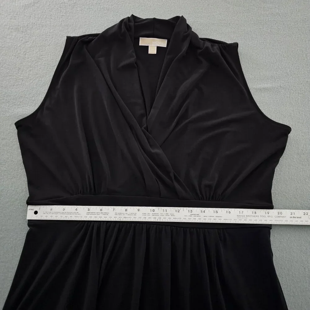 Michael Kors Maxi Dress 2X Black Sleeveless Stretchy Flowy Classic Travel Office